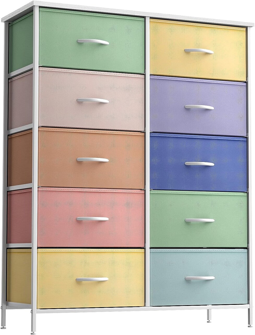 Sorbus Dresser with 10 Drawers - Storage Unit Organizer Chest for Clothes - Bedroom, Room, Nursery, & Closet - Steel Frame, Wood Top & Handles, and Easy Pull Fabric Bins